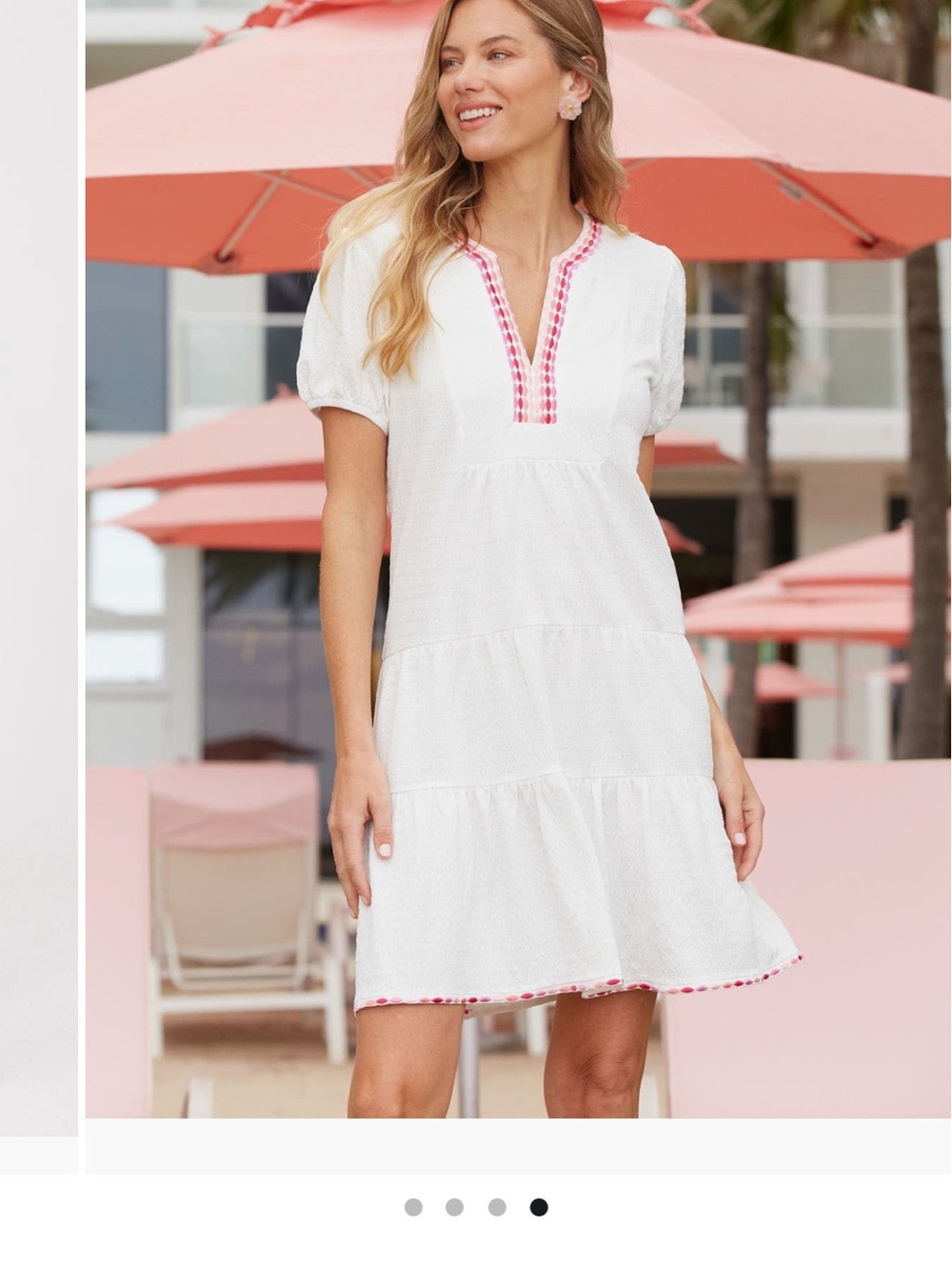 Cabana Life White Mini Dress with Pink Trim NWT